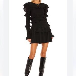 Tularosa Black Ruffle Long-Sleeve Mini Dress Selma Dress M never worn